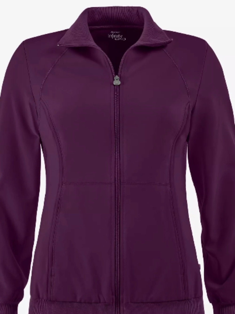 Cherokee Infinity Women's Zip Front Warm Up Scrub Jacket in Eggplant-Style 2391